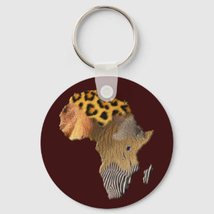 Wildlife Karta i AFRIKA Keychain Nyckelring