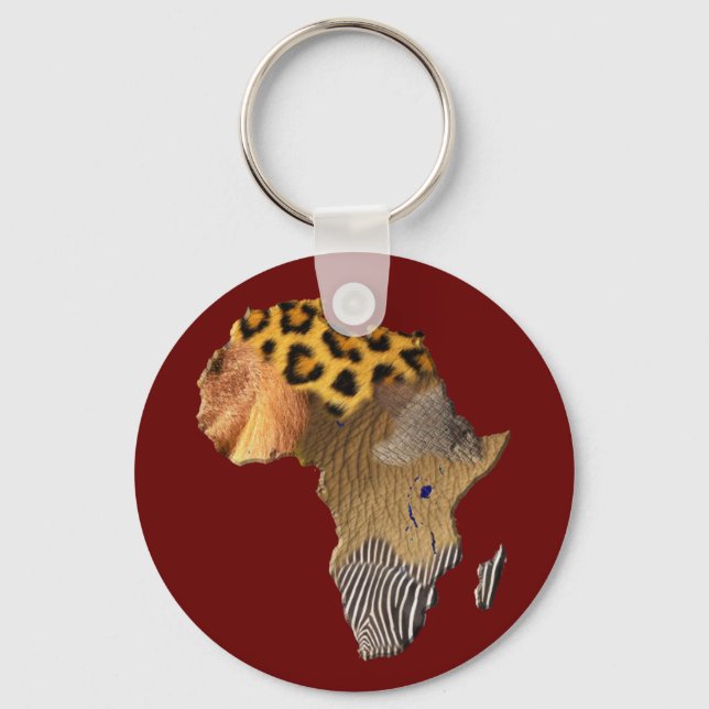 Wildlife Karta i AFRIKA Keychain Nyckelring (Framsida)