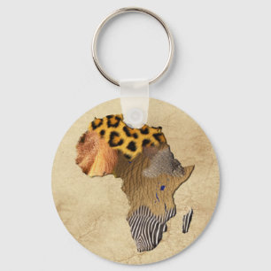 Wildlife Karta i AFRIKA Keychain Nyckelring