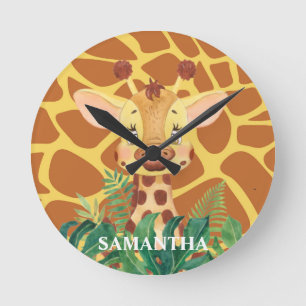 Wildlife Loveable Giraffe Baby  Rund Klocka