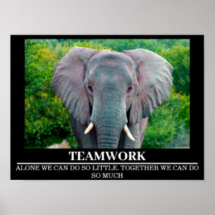 Wildlife Motivational Poster Elephant Teamwork