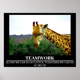 Wildlife Motivational Poster Giraffe Teamwork