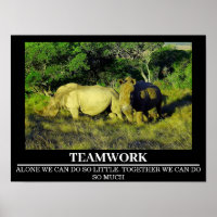 Wildlife Motivational Poster Rhinos Teamwork