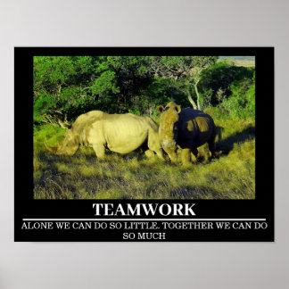 Wildlife Motivational Poster Rhinos Teamwork