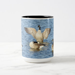 Wildlife mugg, Canadian Geese, vild bird, nature Två-Tonad Mugg