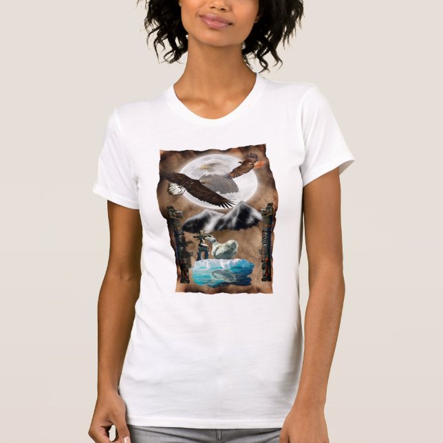 Wildlife & Native American Spirit Art T Shirt (Framsida)