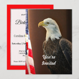 Wildlife Örn American Flagga Photo Birthday Inbjudningar