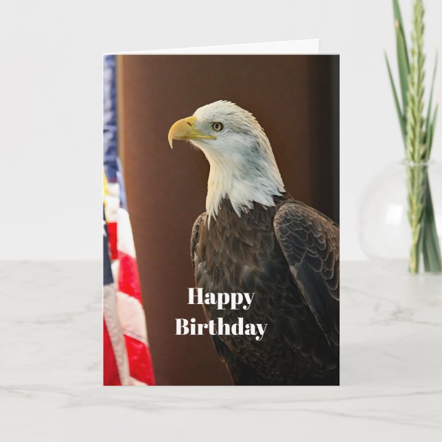 Wildlife Örn American Flagga Photo Birthday Kort (Framsida)