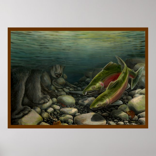 Wildlife Painting Canadian Nature Prints Salmon Poster (Framsidan)