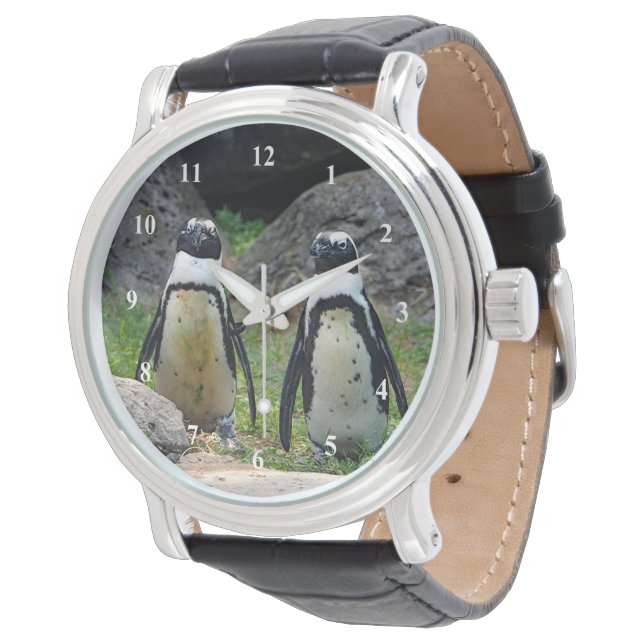 Wildlife Penguin Pair Photo Armbandsur (Vinklad)