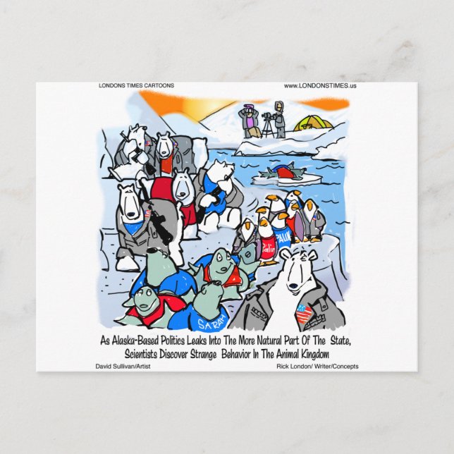 Wildlife & Politik in Alaska Funny Gifts & Tees Vykort (Framsida)