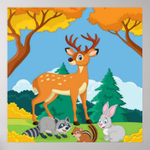 Wildlife Raccoon Chipmunk Rabbit Hjort Fall Landsc