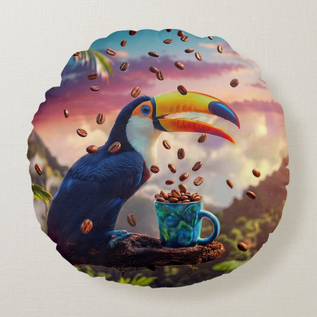 WILDLIFE RAINFOREST TOUCAN RUND KUDDE (Framsidan)