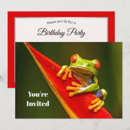 Wildlife Red Eyed Träd Frog Photo Birthday Inbjudningar