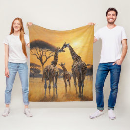 Wildlife Safari African Giraffe Mor & Baby Fleecefilt