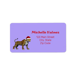 Wildlife Safari Animal Leopard Santa Hat jul Adressetikett