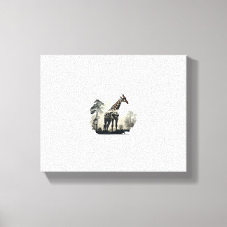 Wildlife Safari Äventyr - Giraffe in Forest Canvastryck