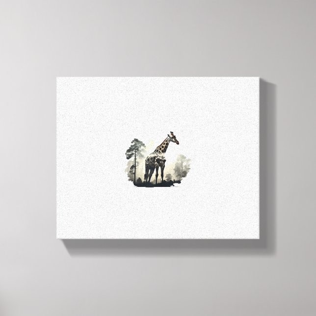 Wildlife Safari Äventyr - Giraffe in Forest Canvastryck (Framsida)