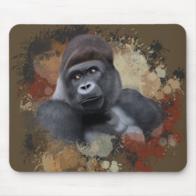 Wildlife Sitta Gorilla Earth Tone Paint Splatter Musmatta (Framsidan)