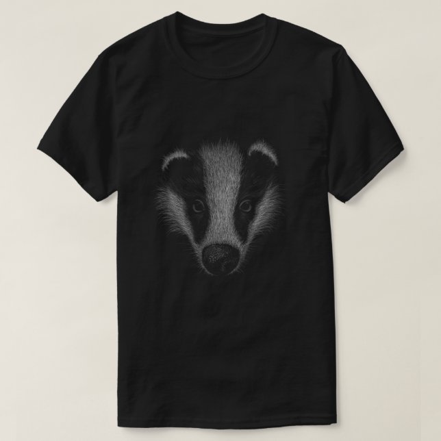 WildLife SketchArt European Badger Pencil Teckning T Shirt (Design framsida)