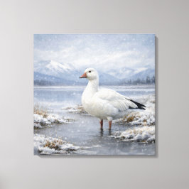 Wildlife Snow Goose Winter Snowfall Canvastryck