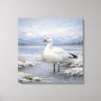 Wildlife Snow Goose Winter Snowfall Canvastryck