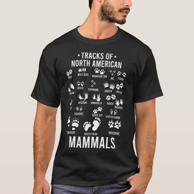 Wildlife Tracks of North American Mammals Funny T Shirt (Framsida)