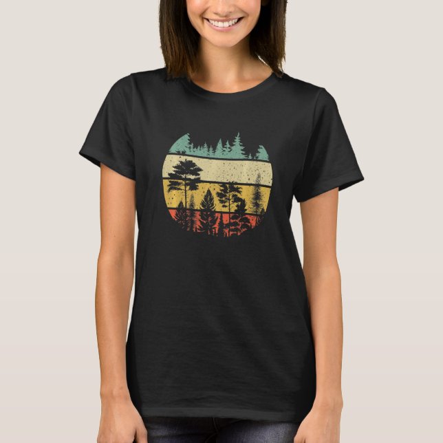Wildlife Trees  Outdoors Nature Retro Forest T Shirt (Framsida)