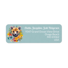Wildlife tropical flowers lovers blue custom returadress etikett