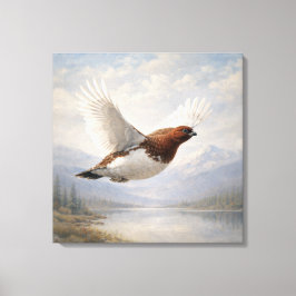 Wildlife Willow Ptarmigan in Flight Canvastryck