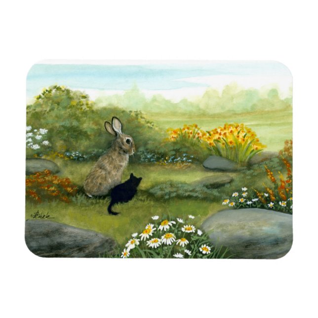Wildlife Wonders Rabbit och Kitten av Bihrle Magnet (Horisontell)