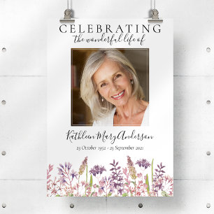 Wildlower Funeral Firande of Life Välkomstskylt Poster