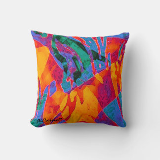 Wildly Colorful Abstract Art Pillow by PiCassieO Kudde