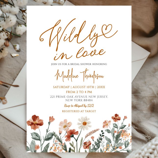Wildly in Love Fall Wildflower Bridal Shower Inbjudningar (Skapare uppladdad)