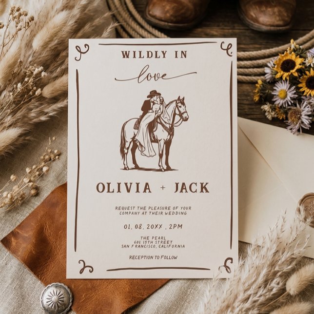 Wildly in Love Western Horse Rustic Wedding Inbjudningar (Skapare uppladdad)