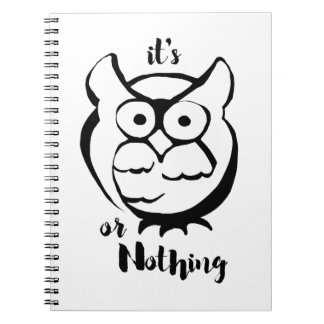 Wildly Punny — Owl or Nothing Minimalist Owl Art Anteckningsbok