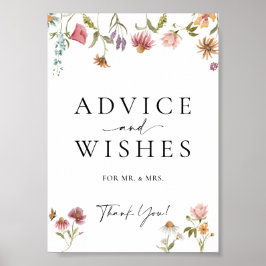 Wildroll Advice och Önskemål Bröllop Sign Poster