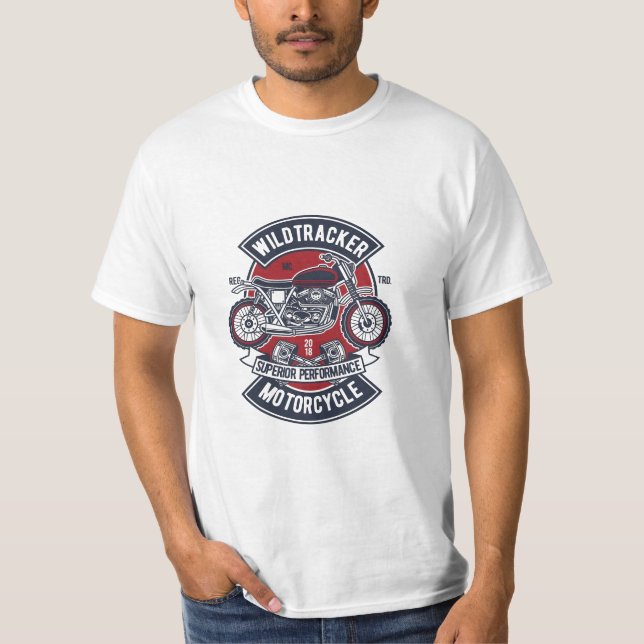 Wildtracker Motorcykel Emblem T Shirt (Framsida)