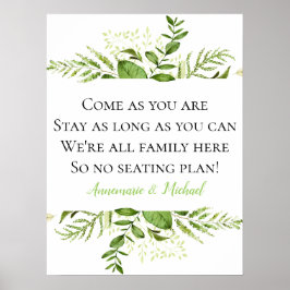 Wildwood Botanicals No Seittorplan Bröllop Sign Poster