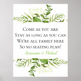 Wildwood Botanicals No Seittorplan Bröllop Sign Poster