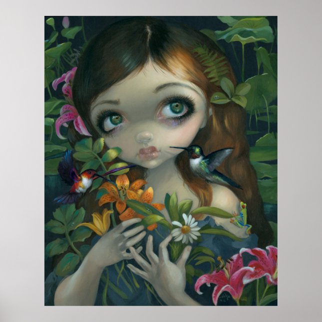 Wildwood Bouquet ART PRINT stort öga art hummingbi Poster (Framsidan)