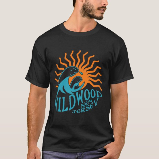 Wildwood New jersey Beach Front and Back and Back T Shirt (Framsida)