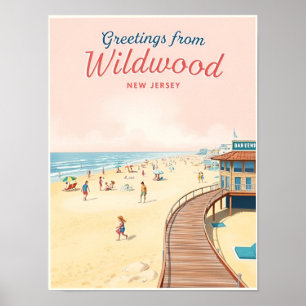 Wildwood, New Jersey – Retro strandscener Poster