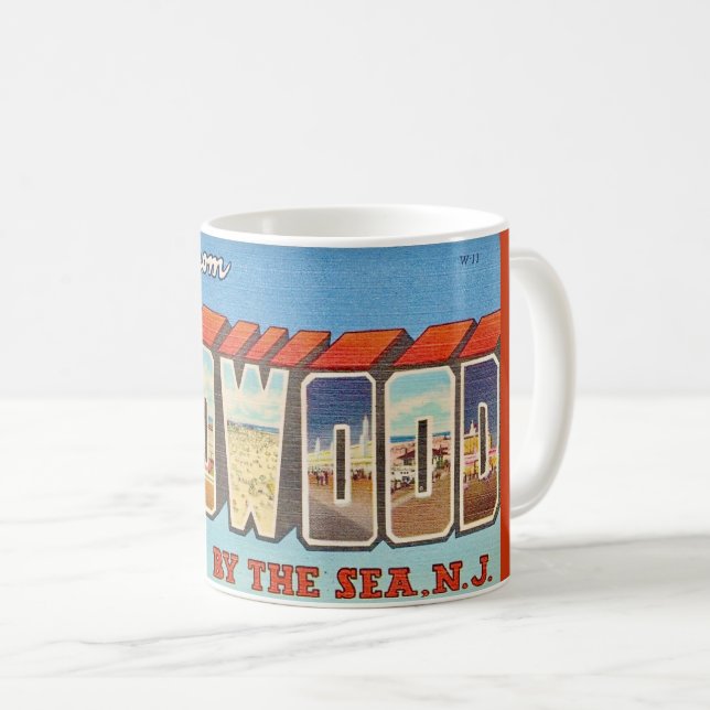 Wildwood NJ Old Postcard Mug Kaffemugg (Framsida höger)