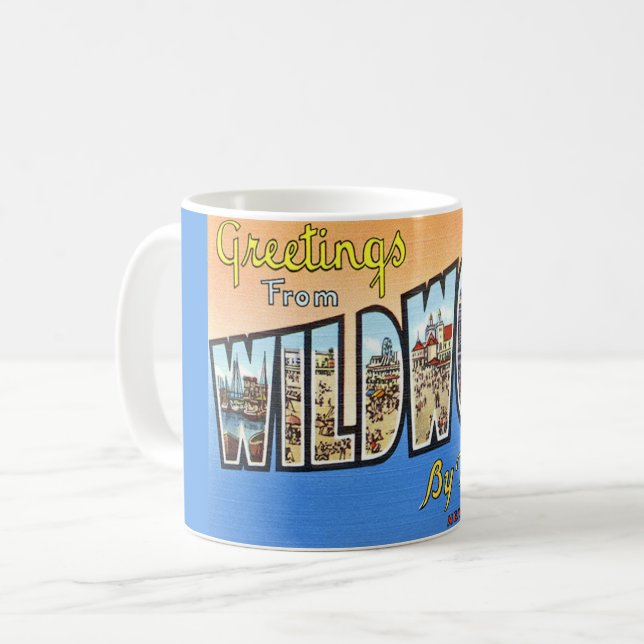 Wildwood NJ Vintage vykortsmugg Kaffemugg (Framsida vänster)
