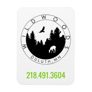 Wildwoods logotypmagnet med telefonnummer magnet