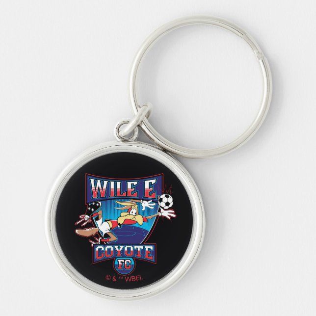 WILE E. COYOTE™ Football Club Badge Rund Silverfärgad Nyckelring (Framsidan)