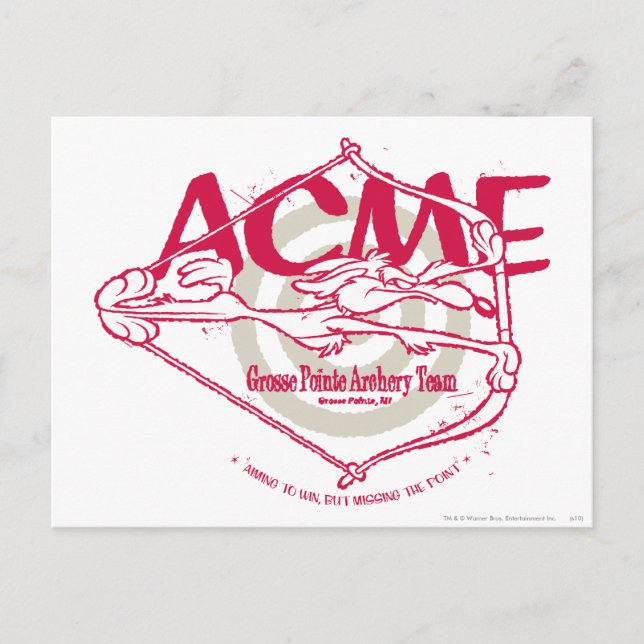 WILE E. COYOTE™ Grosse Pointe Archery Team Vykort (Framsida)