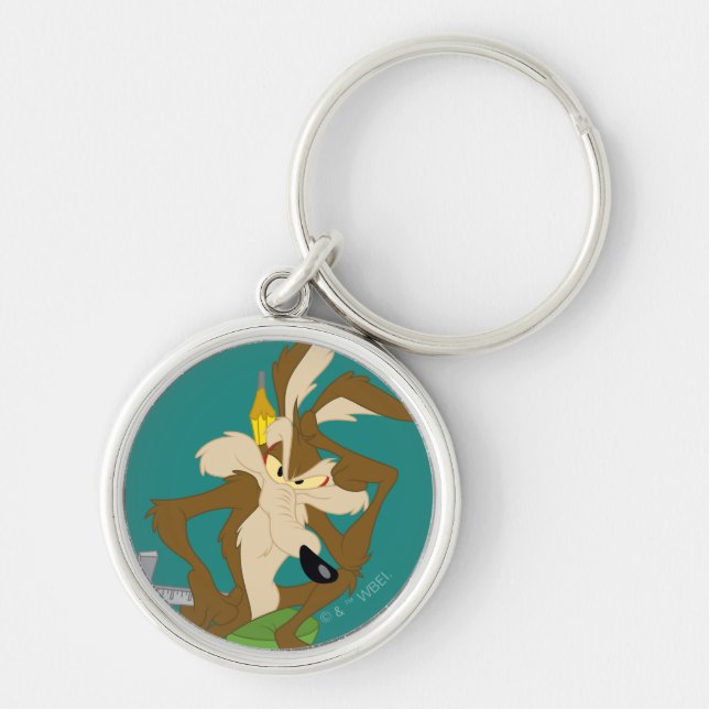 WILE E. COYOTE™ Planering Rund Silverfärgad Nyckelring (Framsidan)
