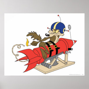 Wile E. Coyote som skjuter iväg röd raket Poster